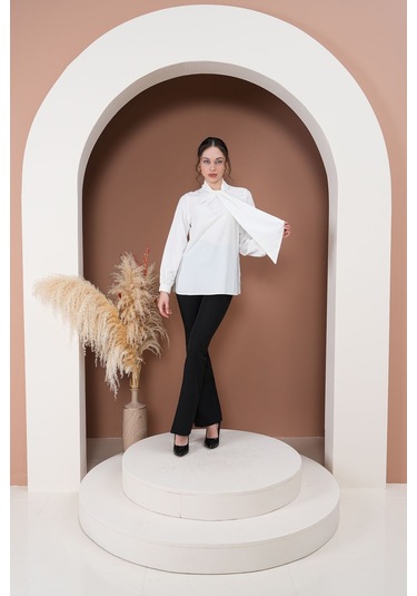 Elegance Bağlamalı Bluz Beyaz