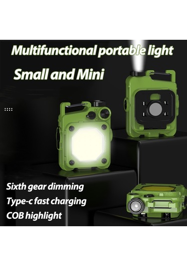 Sones Mini Anahtarlık Cob El Feneri Usb Şarj Edilebilir Manyetik Çalışma Işığı Açık Hava Kampı İçin Yeşil Çok Renkli
