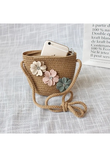 Crossbody Çanta Yeni Yaz Çocuk Plaj Çiçek Hasır Çanta 3-7 Yaşında Yıl Güzel 04 04 Çok Renkli