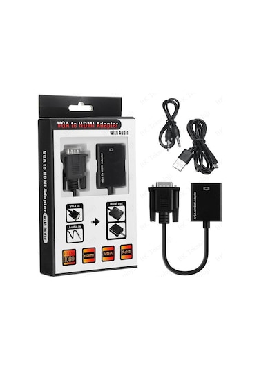 VGA to HDMI Çevirici Dönüştürücü Adaptör Ses Destekli