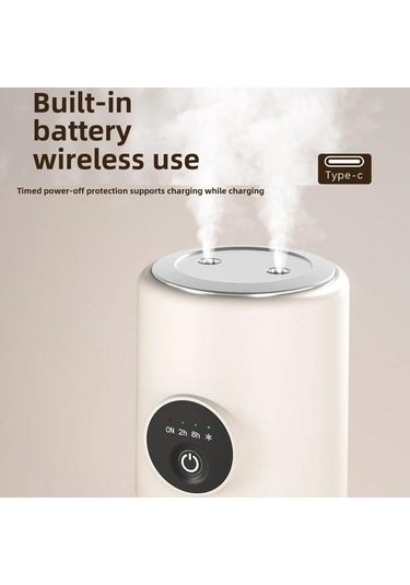 Sones Masaüstü Çift Portlu Nemlendirici Taşınabilir Mini Hava Temizleyici Gece Lambasıyla, Renk: Bej+taban