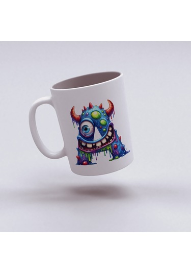 A Harfi Bardak, Sevimli Canavarlar Harflı Bardak Hediyesi Porselen Beyaz