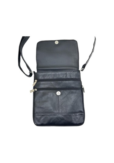 Hakiki Deri Cayu651 Postacı Çanta Siyah Bej