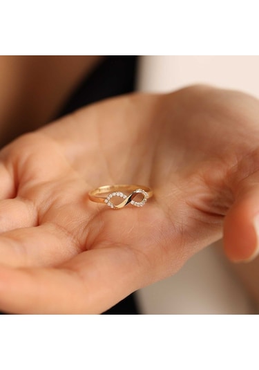 Sonsuzluk Altın Yüzük T12550 Renkli