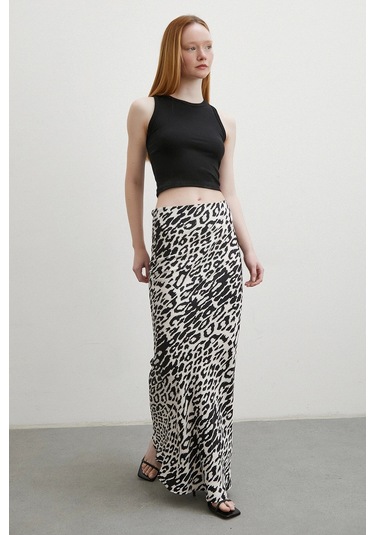 Desenli Maxi Verev Etek Ekru Ekru