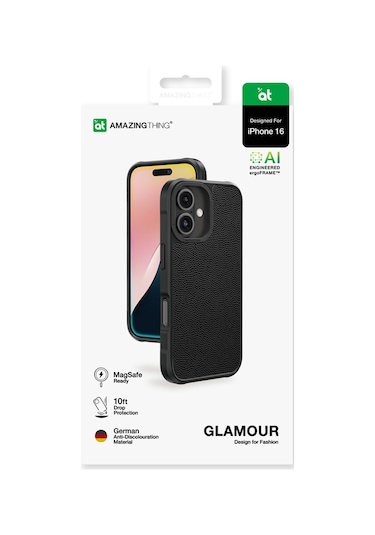 İphone 16 Plus Uyumlu Kılıf Magsafe Şarj Özellikli Amazingthing Glamour Serisi Kapak Siyah