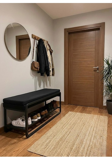 Line Modern Bench Puf 120 Cm - Antre, Giriş Holü , Ofis İçin Şık Dekoratif Bench Siyah