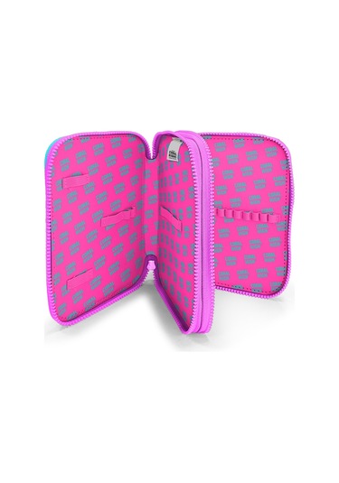 Coral High Kids Mor Pembe Unicorn Deniz Kızı Desenli Çift Katlı Kalem Çanta 11138 Lila