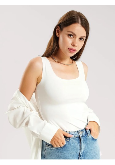 Clever Wear Ceket Altı Dikişsiz Atlet 150417273 Beyaz