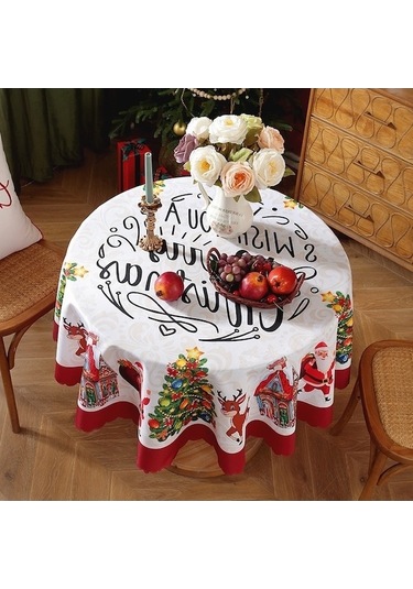 Yuvarlak Yuvarlak Yeni Xıxun Ve Su Örtüsü On Noel Masa Geçirmez Dayanıklı Aşınmaya Altı Vj Beyaz - 0.80 X 100 Beyaz