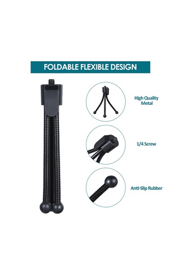 Dofolink Mobil Ve Kameralar İçin Metal Halka Ayaklı Tripod - Esnek Boru Tasarımı - 1/4 İnç Evrensel Vida Deligi