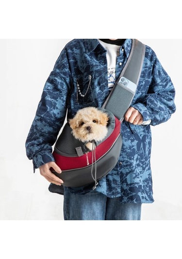Pet Kedi Köpek Taşıyıcı Sırt Çantası Seyahat Tote Omuz Çantaları Örgü Sling Red S