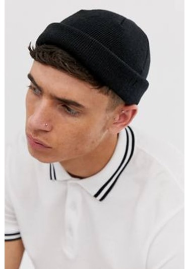 Külah Erkek Siyah Örgü Docker Bere Skullcap-Siyah-Standart