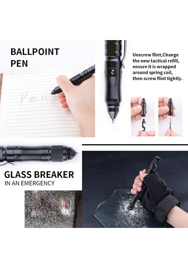 Homyl Taktik Kalem Elde Taşınabilir Kamp Yürüyüş Pusula Cam Siyah