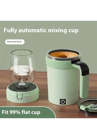 Motion003 Sıdajıa Taşınabilir Kahve Karıştırma Kupası Beyaz Samanlı Usb Şarj 350ml Kapasiteli Manyetik Otomatik Karıştırma Elektrikli Kahve Tozu Demleme