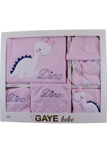 Hastane Çıkışı Dinozorlu Pembe Kutulu 10'lu Açık Bej