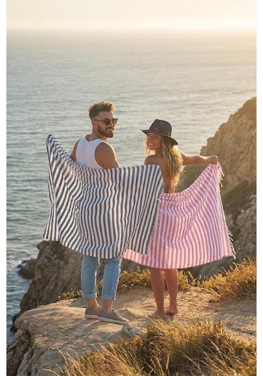 Zeynep Tekstil Stripe 2 Adet 75x150 Cm Plaj Havlusu Peştemal Havlu Renkli