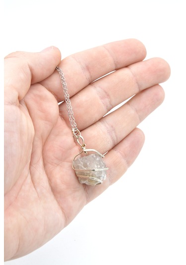 Murty99 Hakiki Doğal Dumanlı Kuvars Taşı Kolye Ucu Gri