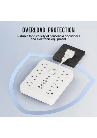 Padalink Ev Ve Ofis İçin 14 Fonksiyonlu Güç Prizi - 8 Soket, 4 Usb Ve 2 Type-c Pd Hızlı Şarj - Abd Standardı 1.5m Beyaz