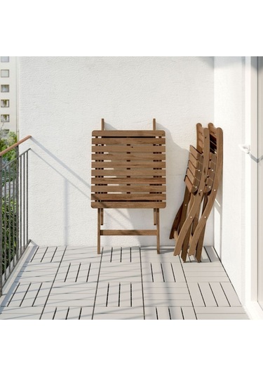 Askholmen Katlanabilir Masa Ve Sandalye Seti, Açık Kahverengi Kahve