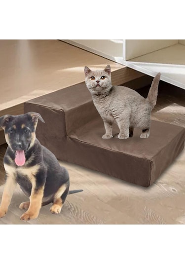 Homyl Köpek Merdiven Merdiveni Taşınabilir Kaymaz Alt Kahve