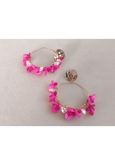 Küpe Otantik Doğal Taş Halka Sallantılı Küpe Nişan Düğün Kadın Takı Hediye Pembe