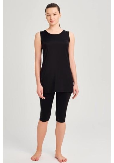 Haşema 6024 Siyah Meliha Askılı Kadın Havuz Mayosu Çok Renkli