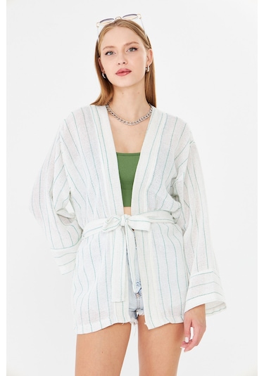 Armonika Kadın Açık Yeşil Kemerli Kimono Arm-25y001073