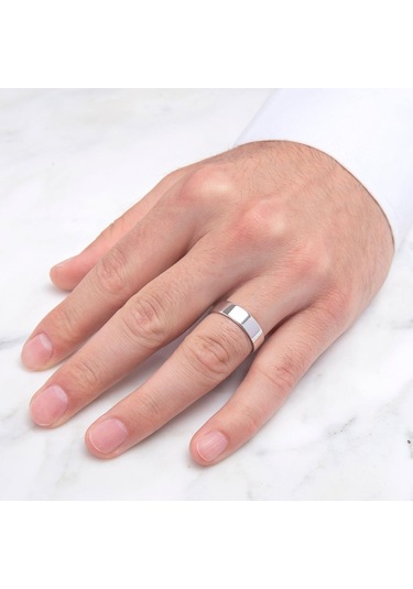 6 Mm Düz Sade Gümüş Çift Alyans Yüzük Tektaş Hediye Al38