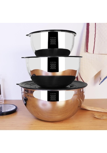 Serenk Modernist Rendeli Çelik Karıştırma ve Saklama Kabı  9 Parça