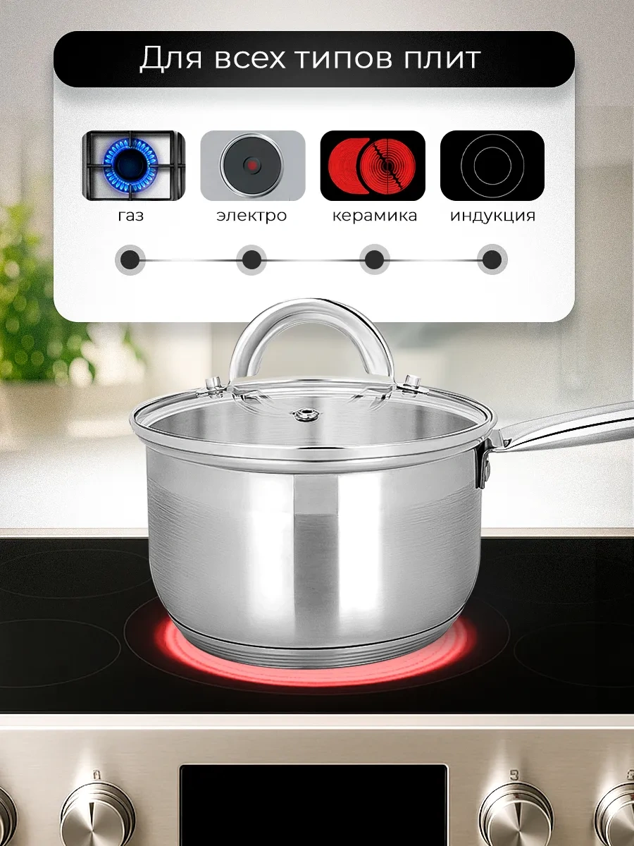 Appetite Paslanmaz Çelikten Kapaklı Mutfak Kabı, 2,1 Litre 11184029 Gri