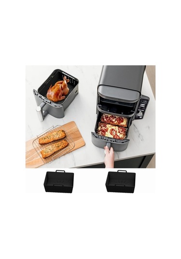 Ulzyvf Sl400uk/sl401 Siyah Silikon Kaplamalı 2'li Air Fryer Yedek Parça Siyah