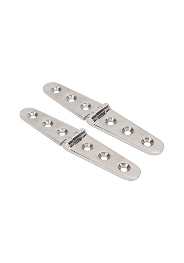 Lemestar 316 Paslanmaz Çelik Marine Menteşe - Açık Kapı, Gemi/ev Kabin Uygulamaları - 152x30mm, 4mm Kalınlık, 2 Adet Üç Delikli Uzun Tip