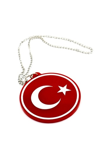 Araba Ayna Süsü Pleksi Çift Taraflı Türk Bayrağı Tasarım - Pleksi Çift Taraflı Türk Bayrağı Zincirli