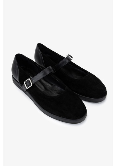 Valmenti Kadın Hakiki Deri Siyah Babet Ayakkabı 434 0402 Bn Ayk Sk25-26 Syh Suet/syh Dr Siyah