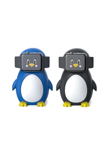 Cbtx iOS Uyumlu Watch Uyumlu Sevimli Penguen Silikon Şarj Tabanı Masaüstü Şarj Standı Tutucu Şarj Cihazı Olmadan Siyah