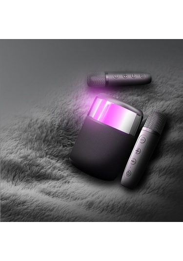 Lenyes S217 Rgb Işıklı Karaoke Mikrofonlu Bluetooth Speaker Hoparlör V5.3 Siyah