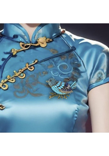 Homyl Düğün Giyim Bayanlar Için Rhinestone Broşlar Dekoratif Mavi