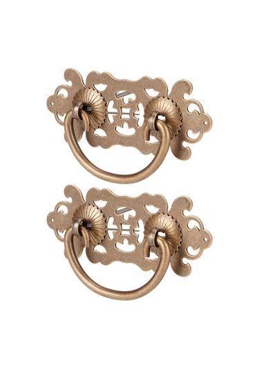 2 Adet Oymalı Bakır Kulp Kitaplık Dolap Çekmece Aksesuarı Huiliang