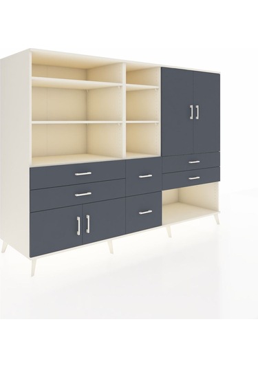 Kronos Dolap 10 Raflı 6 Çekmeceli 4 Kapaklı 220x59x163 Aytaşı-ant Aytaşı-antrasit