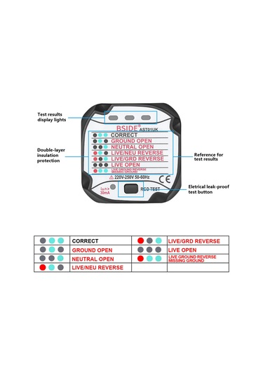 Lemestar Bsıde St01uk İngiliz Standardı Soket Test Cihazı - Rcd/gfcı Akıllı Polarity Ve Faz Testeri, Elektrik Güvenliği Kontrol Cihazı