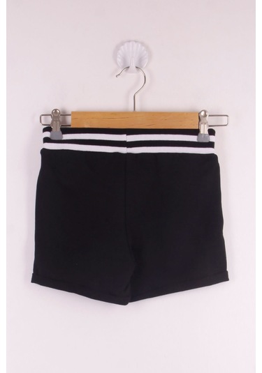 Toontoy Kız Çocuk Sport Nakışlı Cepli Şort Siyah