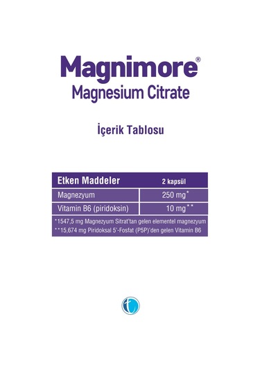 Magnimore Magnezyum Sitrat 60 Bitkisel Kapsül Vitamin B6 P5P