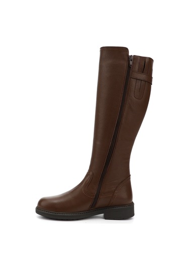 Gönderir Kadın Kahve Floter Fermuarlı Kauçuk Taban Hakiki Deri Çizme Gkzc13444570 Kahverengi