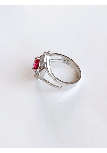 Gümüş Zirkon Taşlı Yaprak Tasarım Kadın Yüzük 18 Numara