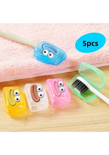 Willowhaven 5 Adet Şeffaf Sosis Ağız Tasarımlı Diş Fırçası Kılıfı - Toz Geçirmez Ve Bakteri Önleyici