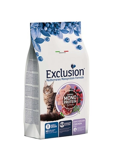 Exclusion Düşük Tahıllı Monoprotein Tavuklu Kısırlaştırılmış Kedi Maması 1500 G