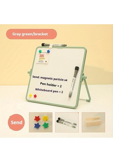 Elmpaly Çift Taraflı Manyetik Yazı Tahtası Ayaklı Gri Yeşil 28x28cm