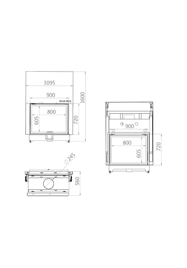 Echa Tech Asansörlü Tünel Çelik Şömine Haznesi Çift Yüzlü 80 x 64 D