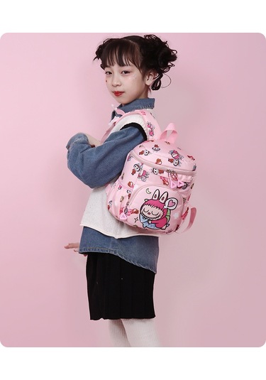 Sevimli Karikatür Büyük Kapasiteli Sırt Çantası - Gri Gri